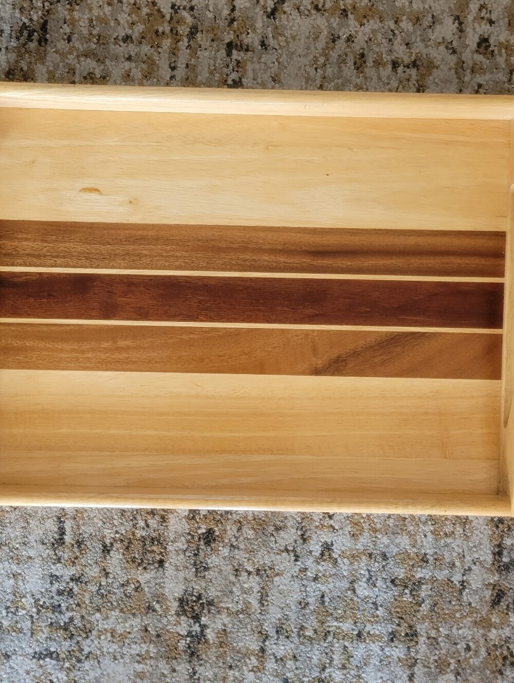 Handcrafted Multi-Wood Serving Tray with Built-in Handles – Mixed wood Serving